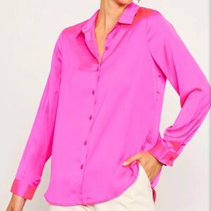 Skies are Blue RECYCLED CLASSIC BUTTON DOWN TOP size Large